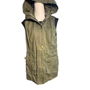 Market & Spruce Medium Evergreen Cargo Utility Hooded Gorpcore Vest